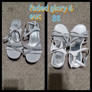 Faded Glory Kids White and Silver Sandals